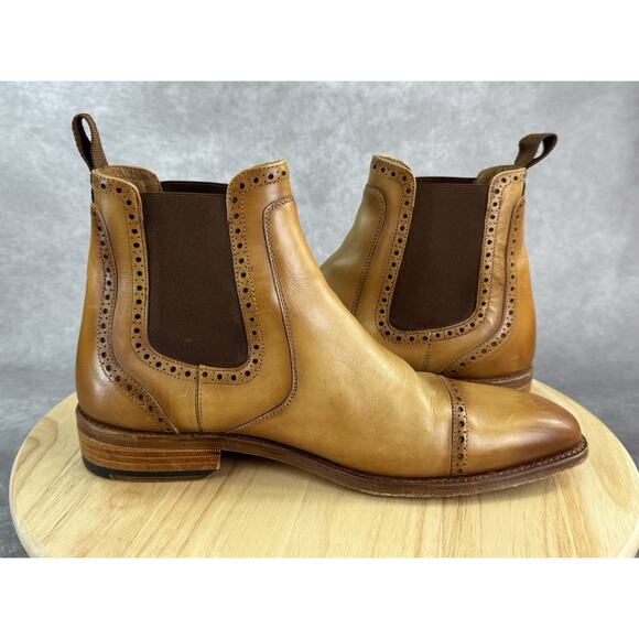 Taft Goodyear Welt Leather Tan Brown Chelsea Oxford boots Men Size 42 US 9 main image 9